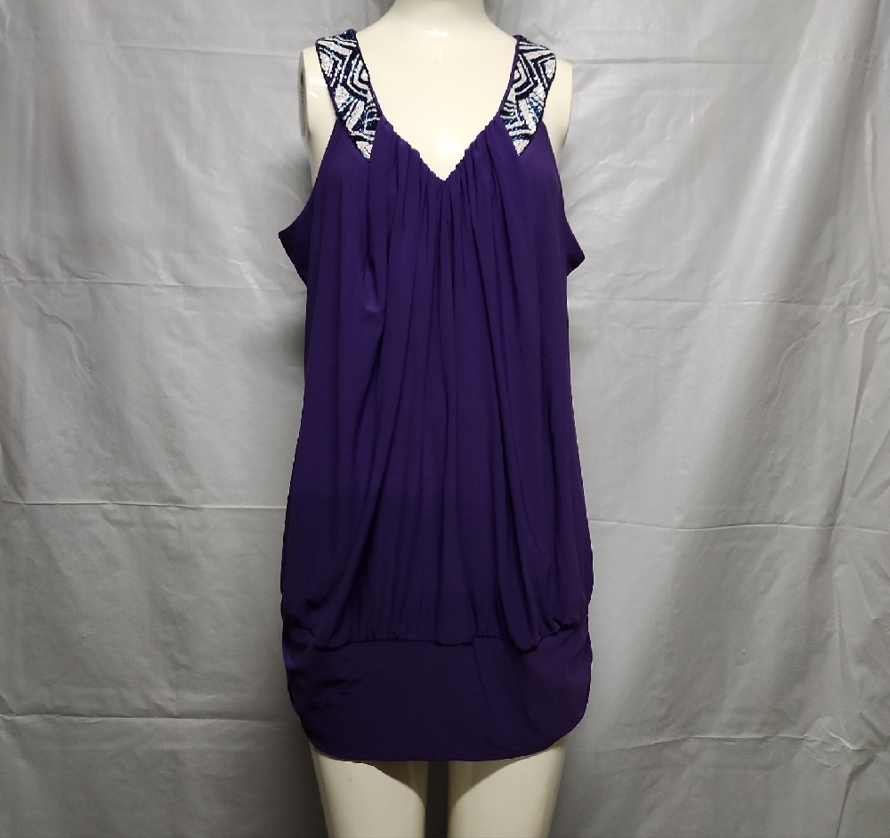 Purple Sleeveless Dress with Embellished Straps